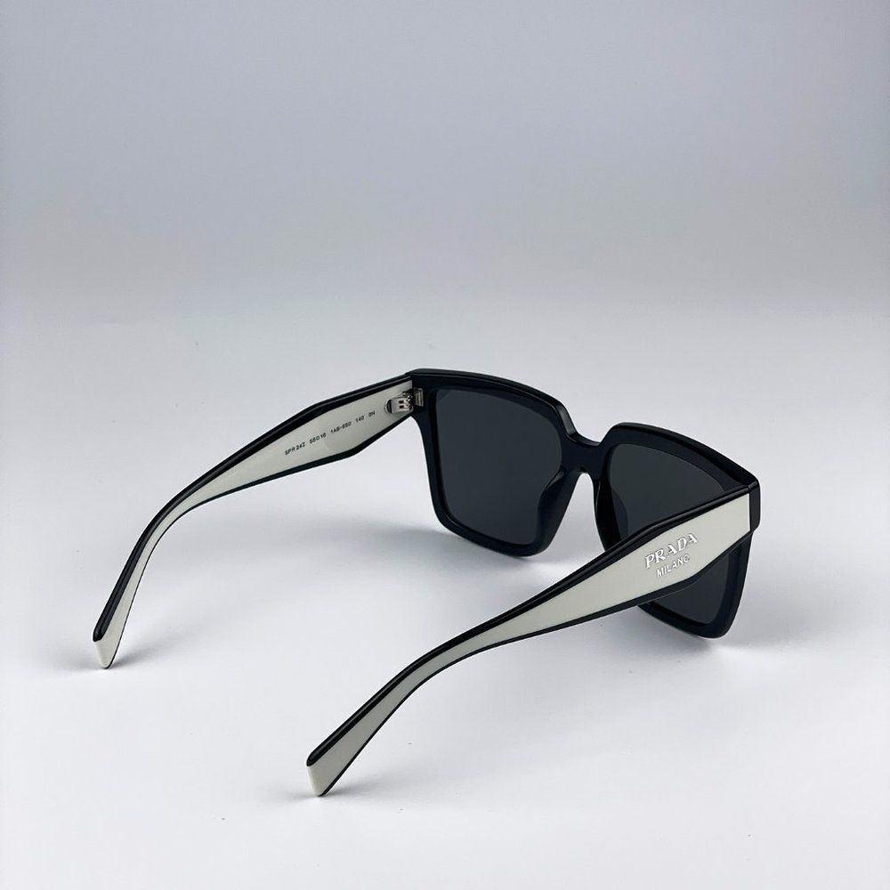 Prada PR24ZS 1AB5S0 Sunglasses Black Dark Grey Square Oversized Women - Picture 12 of 15